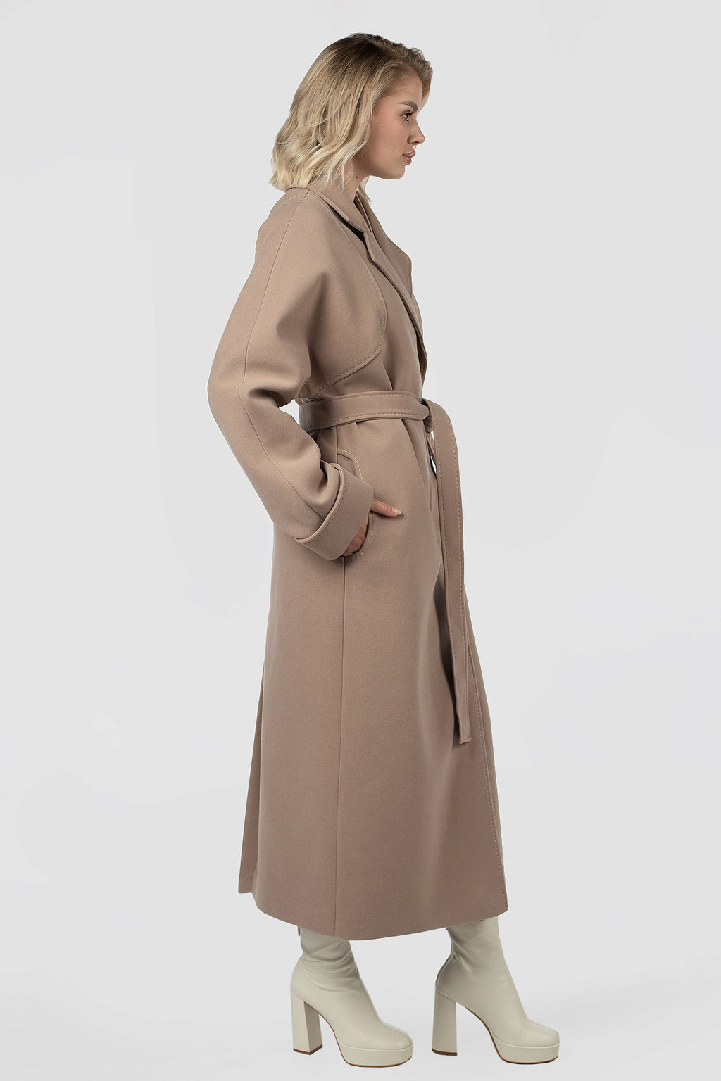 01-12022 Пальто женское демисезонное (пояс) - El podio фото 3