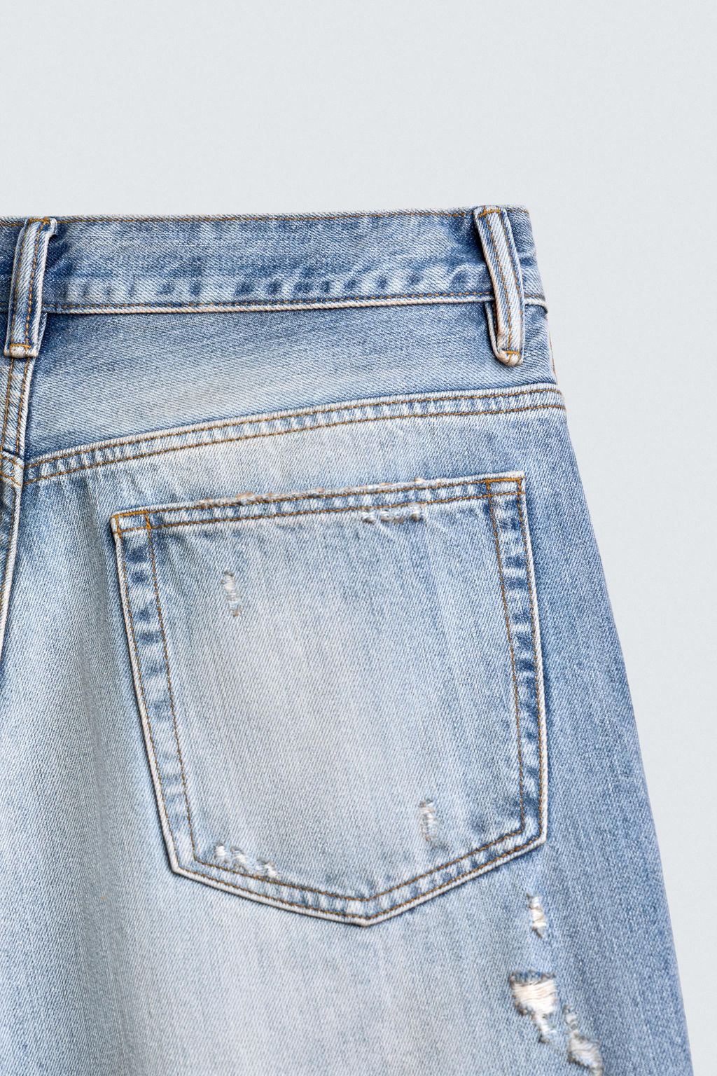 BERMUDA DENIM BAGGY FIT ROTOS / Azul medio - Zara фото 10