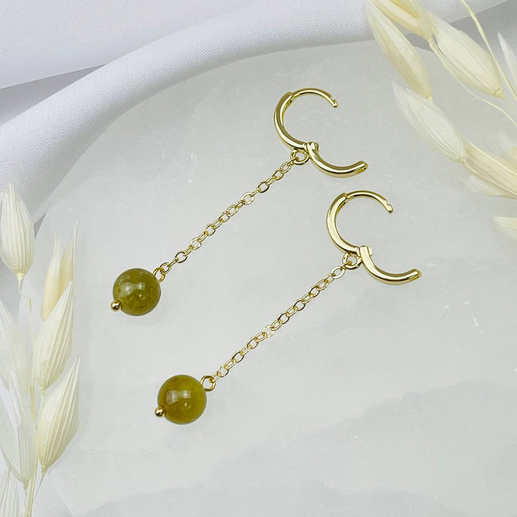 Серьги на цепочке из Граната "Гроссуляр"