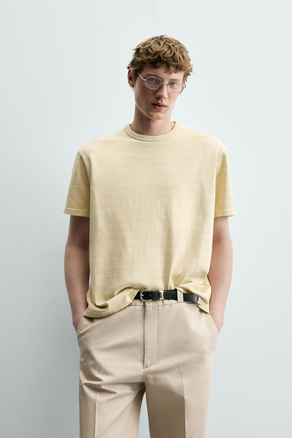 CAMISETA RAYAS LAVADO / Amarillo claro