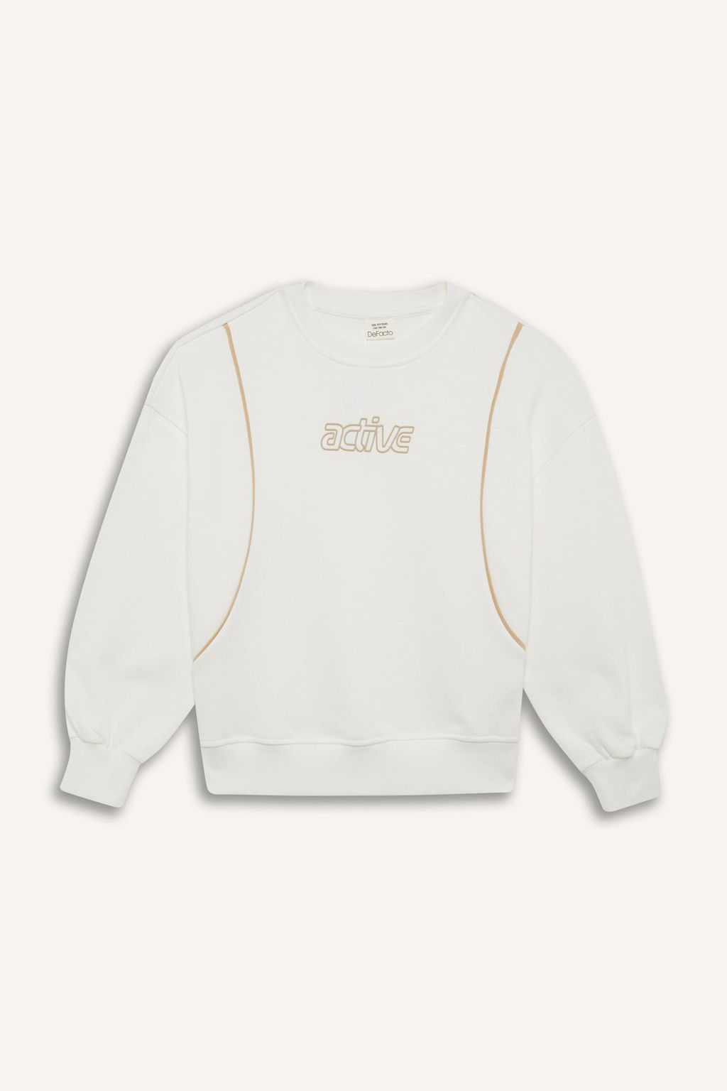 Oversize Geni_ Kal_p Bisiklet Yaka Bask_l_ Sweatshirt K_z _ocuk - Defacto фото 7