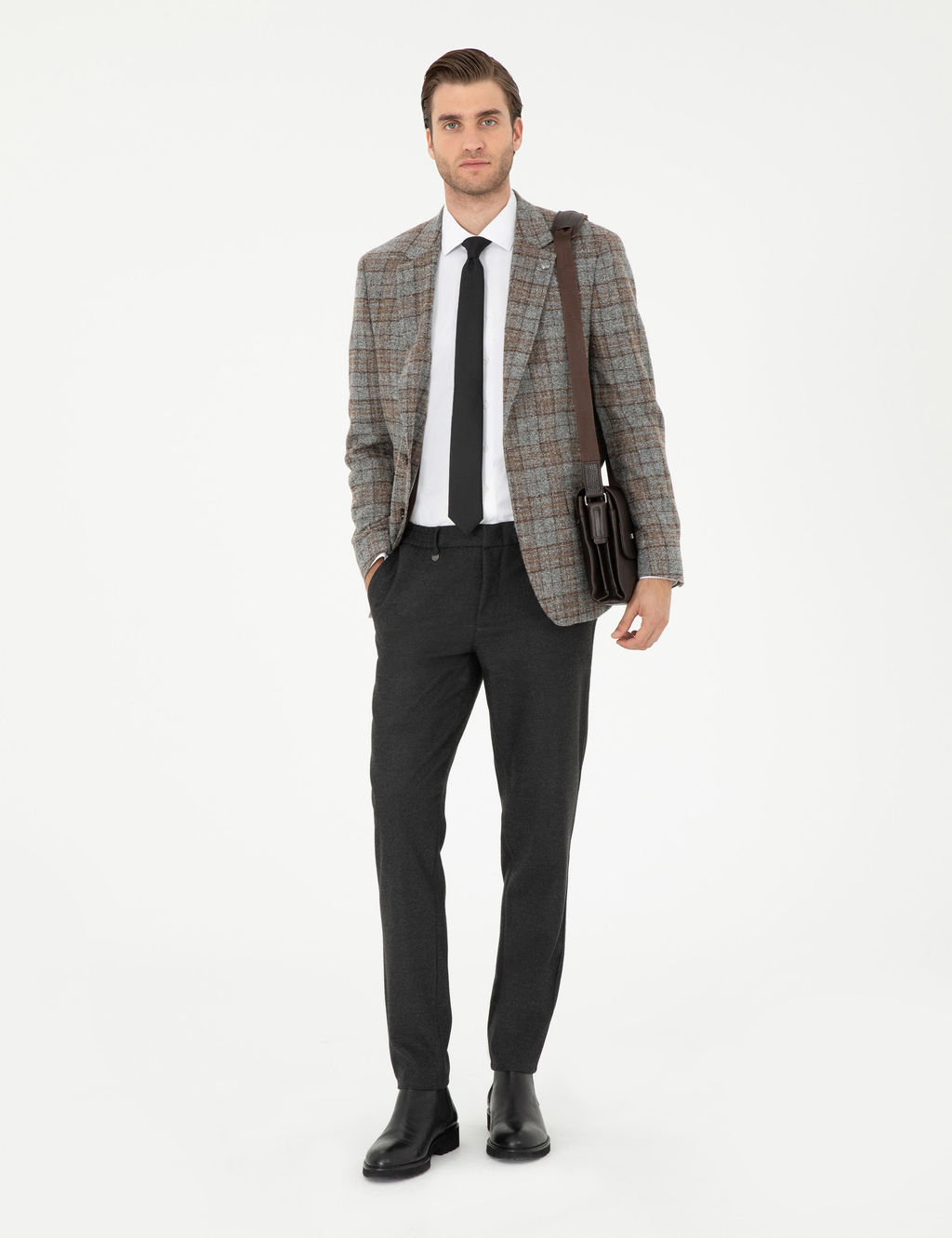 F_me Slim Fit Y_n Kar___ml_ Ekose Ceket