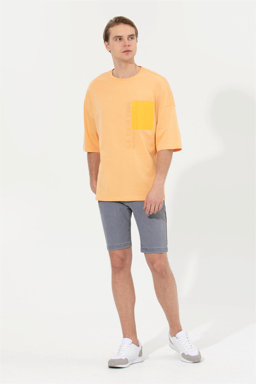 U. S. Polo Assn Мужская футболка оверсайз с круглым вырезом цвета дыни - U.s. polo assn фото 9