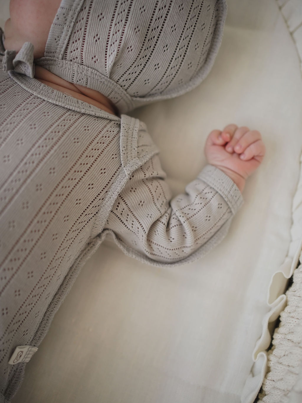 Боди с длинным рукавом Жемчуг из ажурного хлопка 0+ - Bungly фото 5