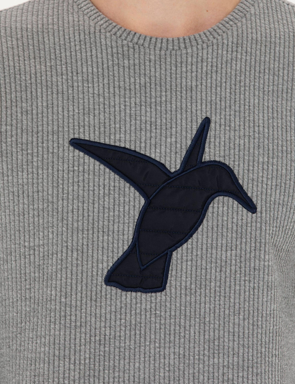 Серый меланжевый свитшот с круглым вырезом - Cacharel фото 7