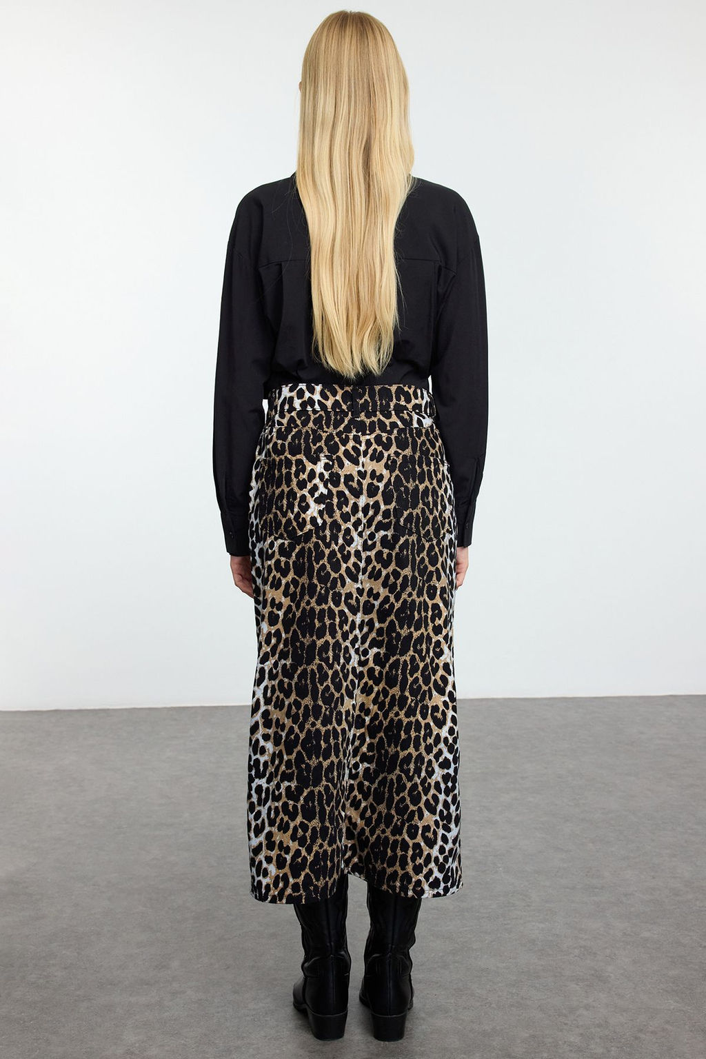 TRENDYOLMILLA Cok Renkli Animal Leopar Desenli Onden Y?rtmacl? Maxi Boy Dokuma Etek TWOAW25ET00136  фото 5