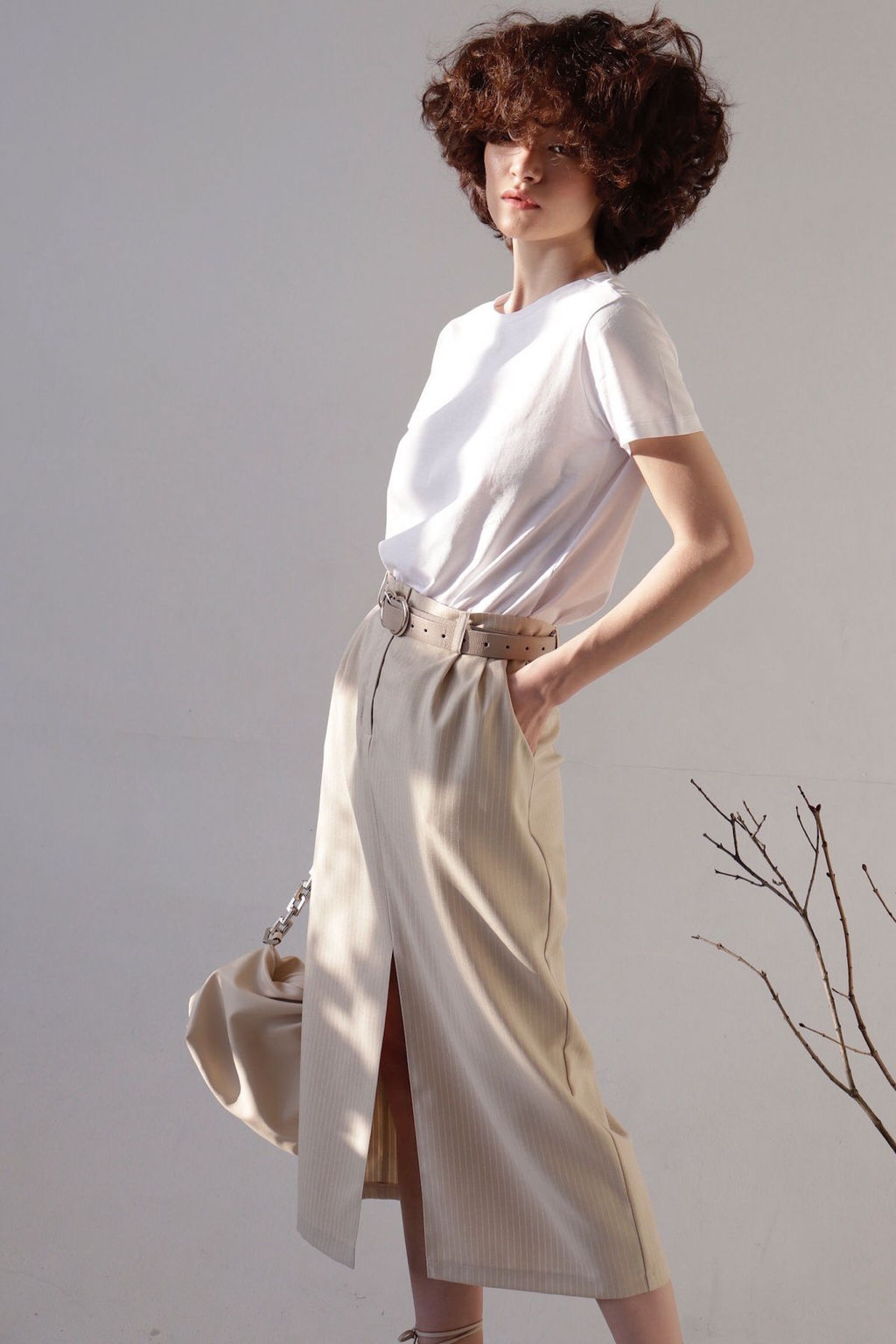 Юбка миди-макси бежевая в полоску - Martichelli фото 7