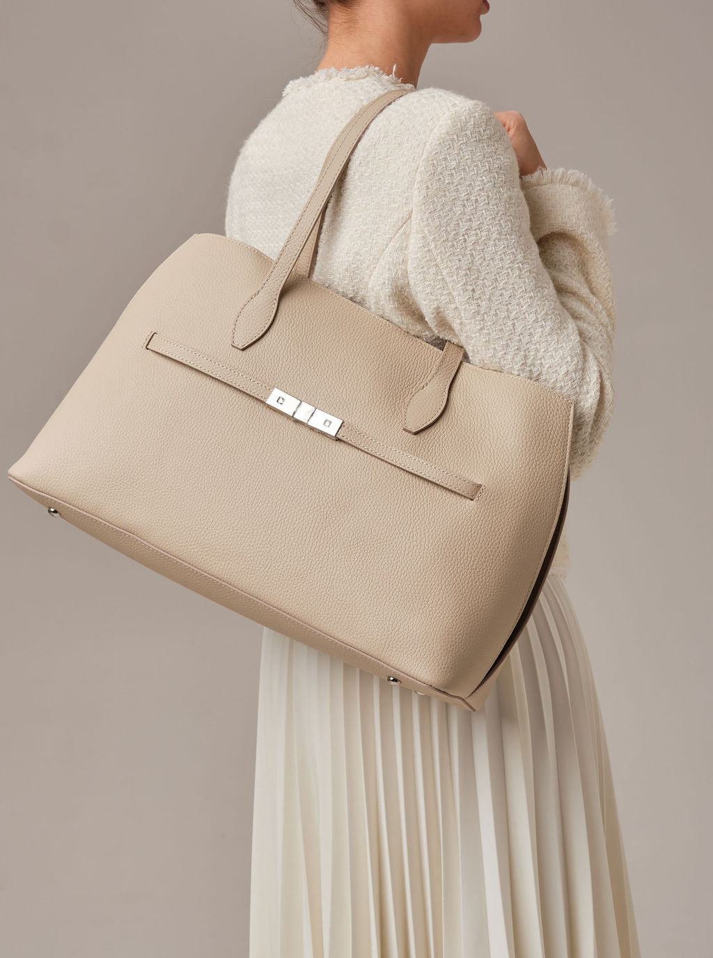 Кожаная сумка Bossy DBR 31382 бежевая пудра  фото 2