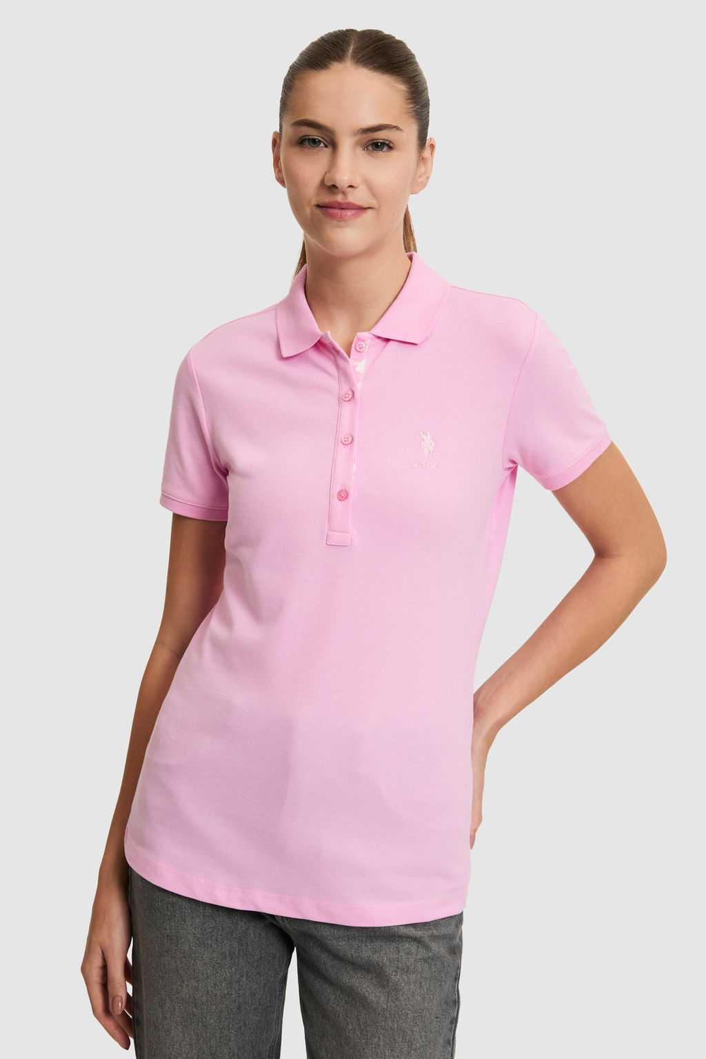 Kad_n Pembe Polo Yaka Basic Ti__rt
