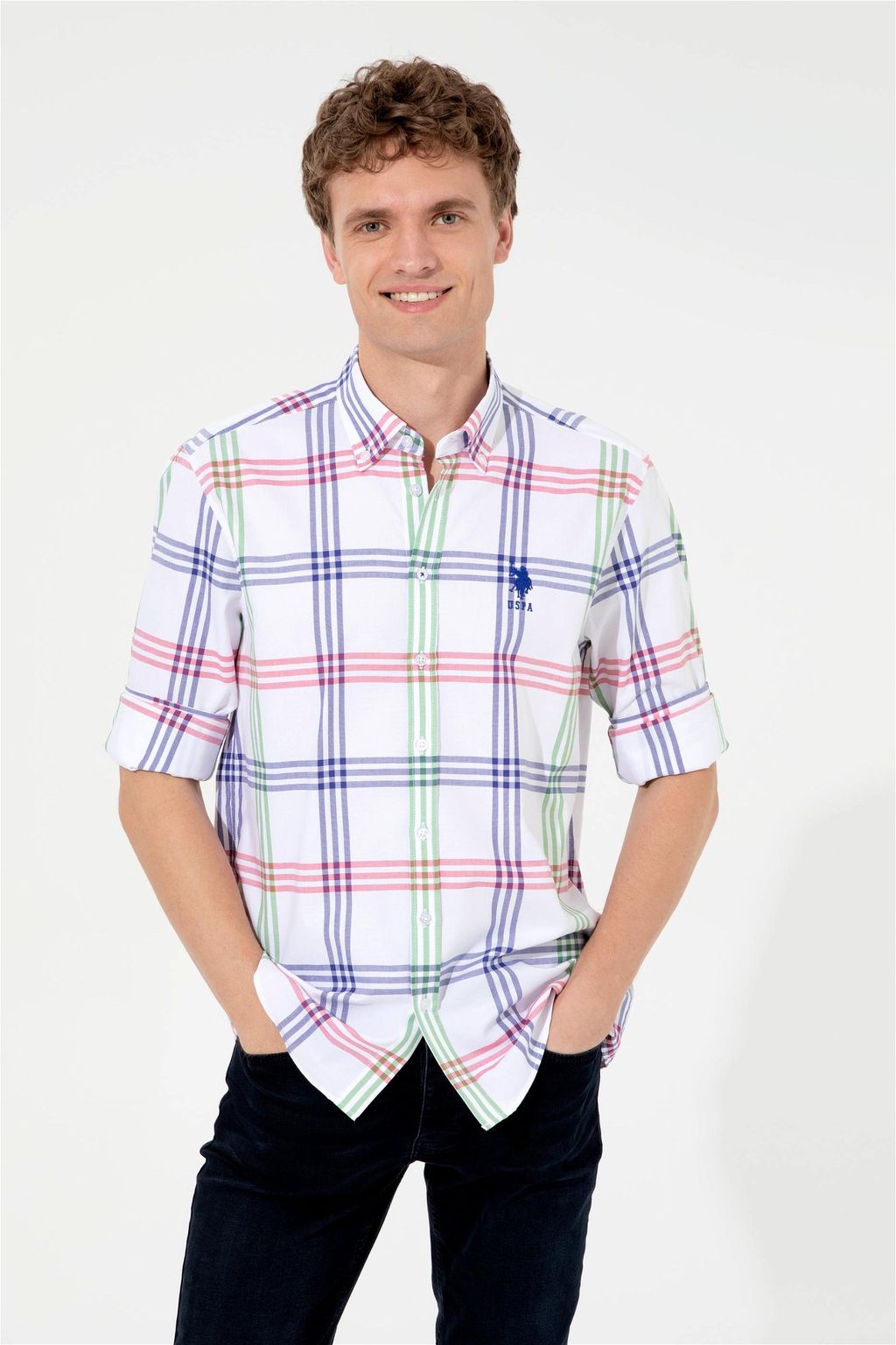 U. S. Polo Assn / -50% Мужская зеленая рубашка с длинным рукавом - U.s. polo assn фото 3