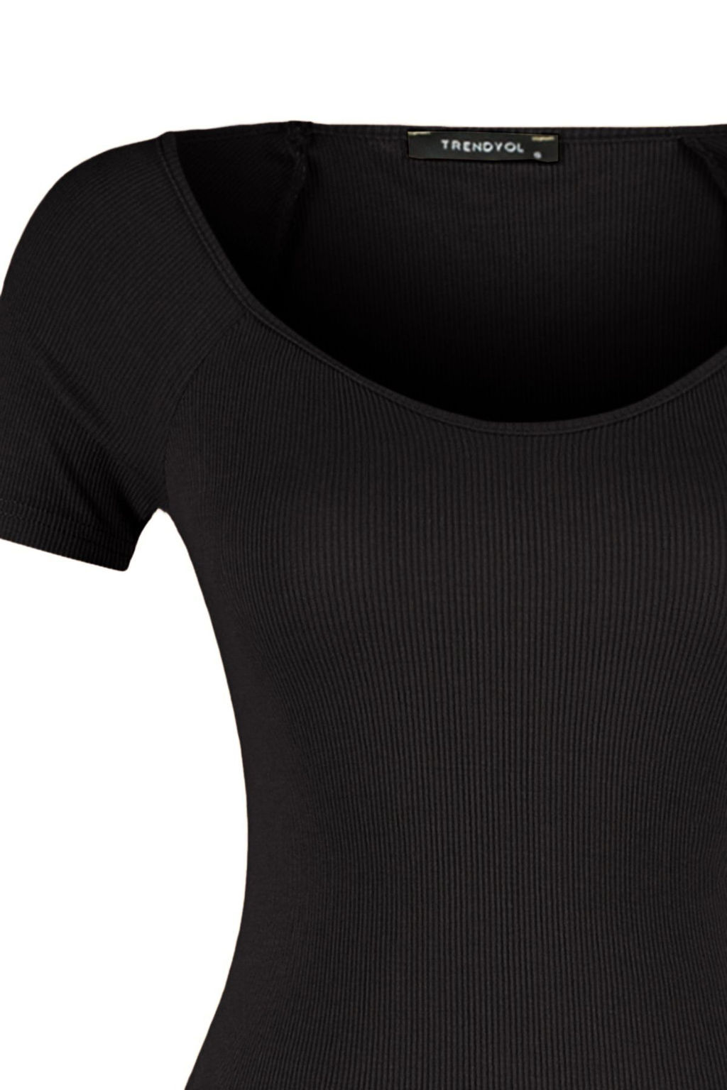 Trendyolmilla Siyah Fitted/Vucuda Oturan Fitilli Pamuk Esnek Orme Bluz TWOSS21BZ0579  фото 7