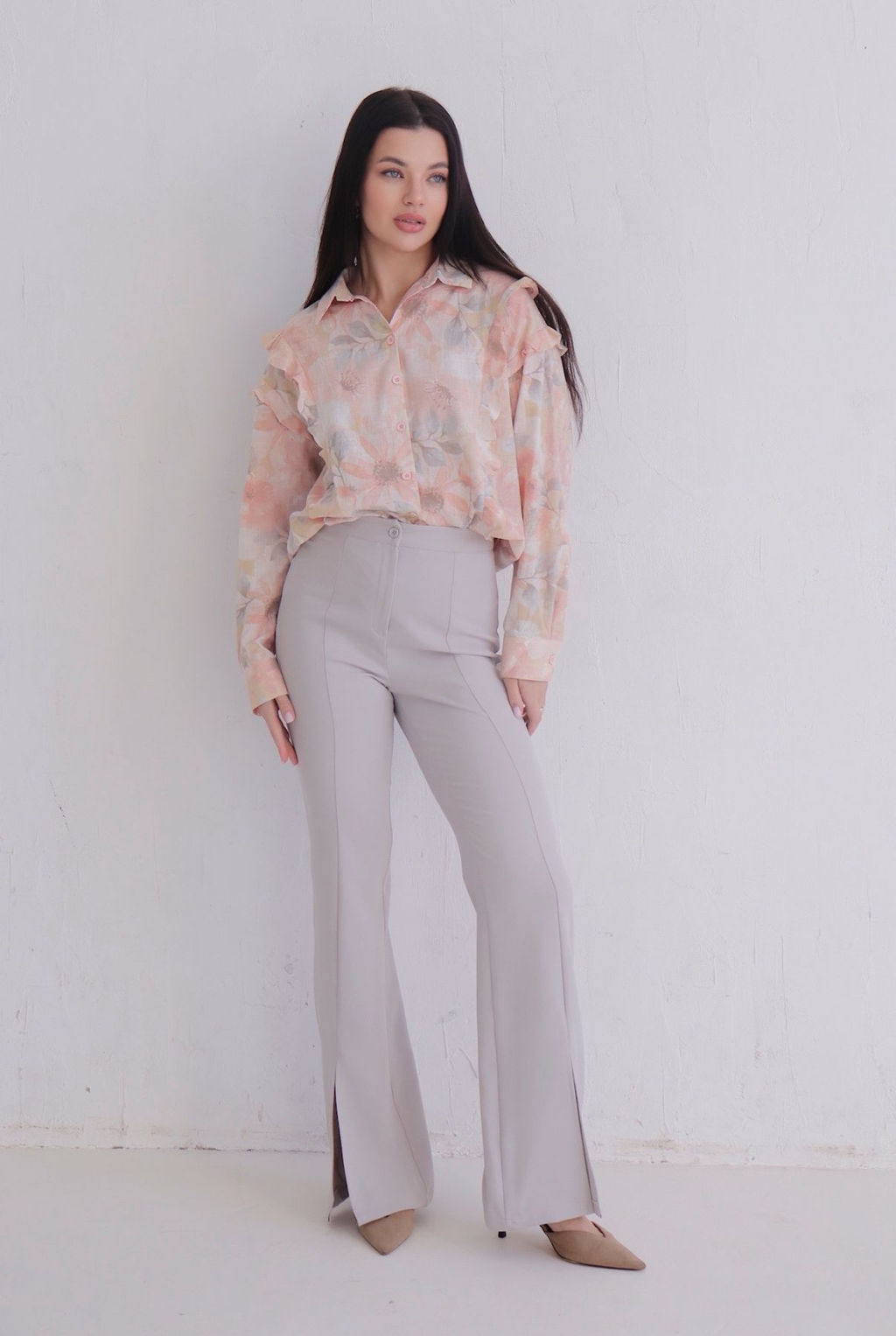 Брюки светло-серые с разрезами - Martichelli фото 5