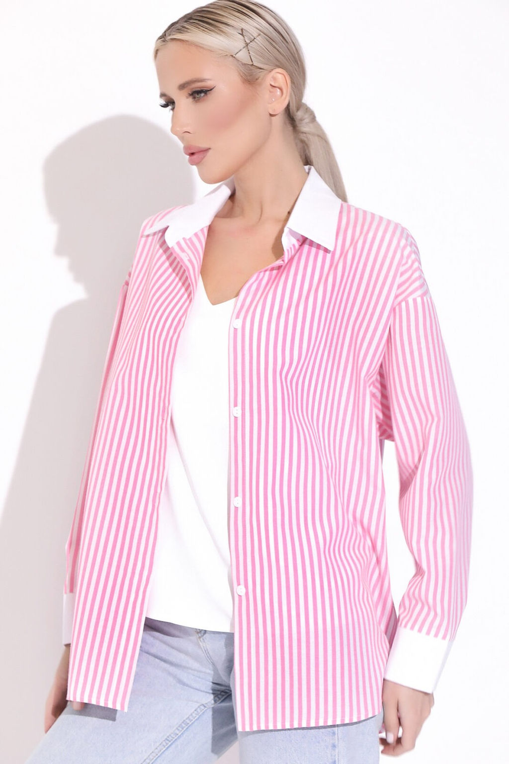 Рубашка Севилья (полоска/розовая) - Эльза фото 8