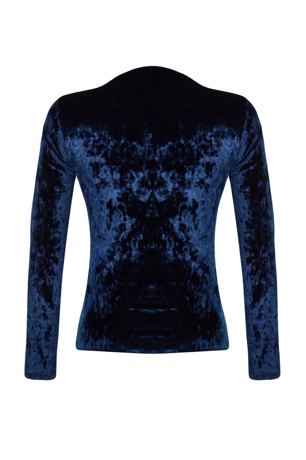 Lacivert Kadife Dik Yaka Slim Fit Uzun Kollu Orme Bluz TWOAW24BZ00157 - Trendyolmilla фото 8