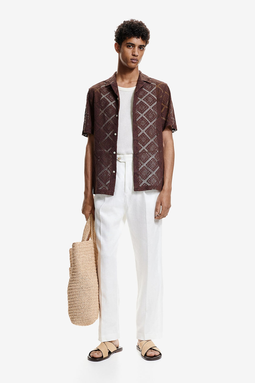 Camisa resort efecto crochet Regular Fit