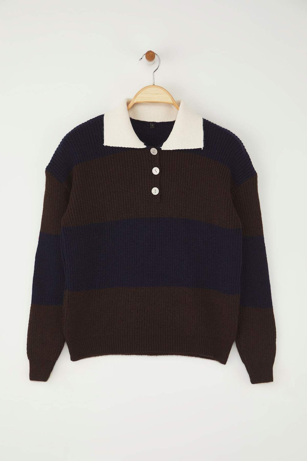 Lacivert Yumusak Dokulu Polo Yaka Triko Kazak TWOAW26KZ00038 - Trendyolmilla фото 5