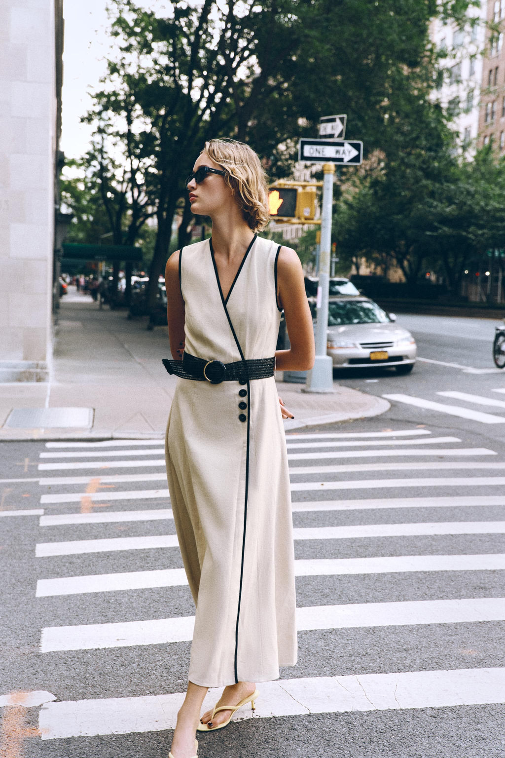 LINEN BLEND MIDI DRESS WITH BELT - Zara фото 9