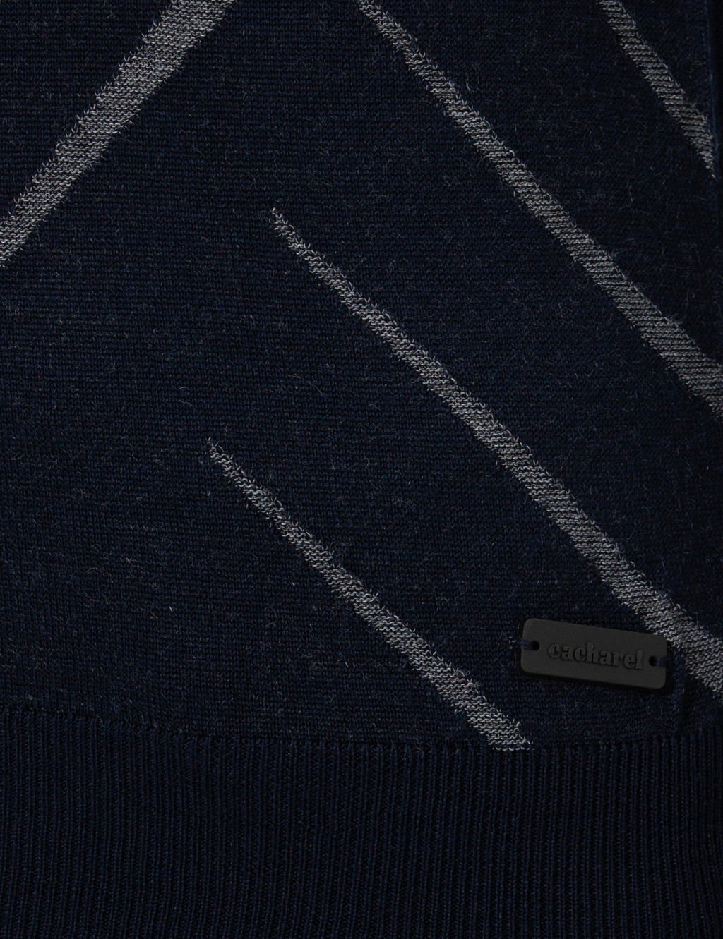 Темно-синий облегающий трикотажный свитер с круглым вырезом - Cacharel фото 7