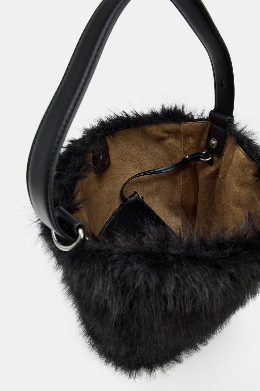 FAUX FUR BUCKET BAG - Zara фото 6