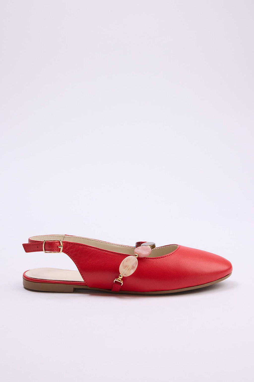 K?rm?z? Hakiki Deri Boncuk Detayl? Kad?n Babet TAKSS26BE00025