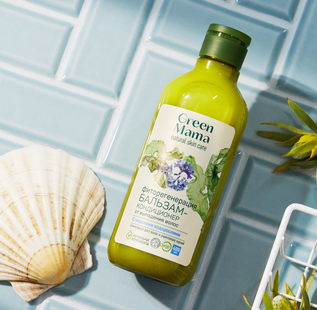 Бальзам-кондиционер Фиторегенерация от выпадения волос с морскими водорослями, 400 мл - Green mama фото 3