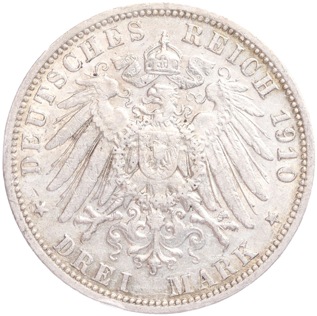 Монета 3 марки 1910 года А Германия (Пруссия)