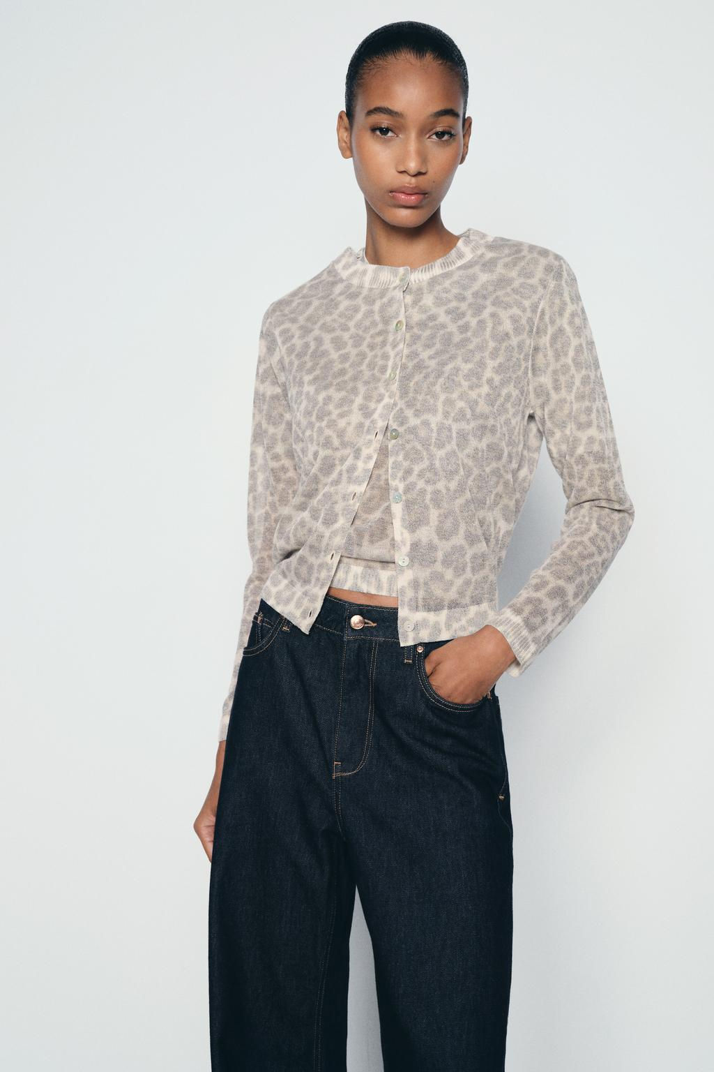 KNIT CARDIGAN WITH ANIMAL PRINT - Zara фото 3