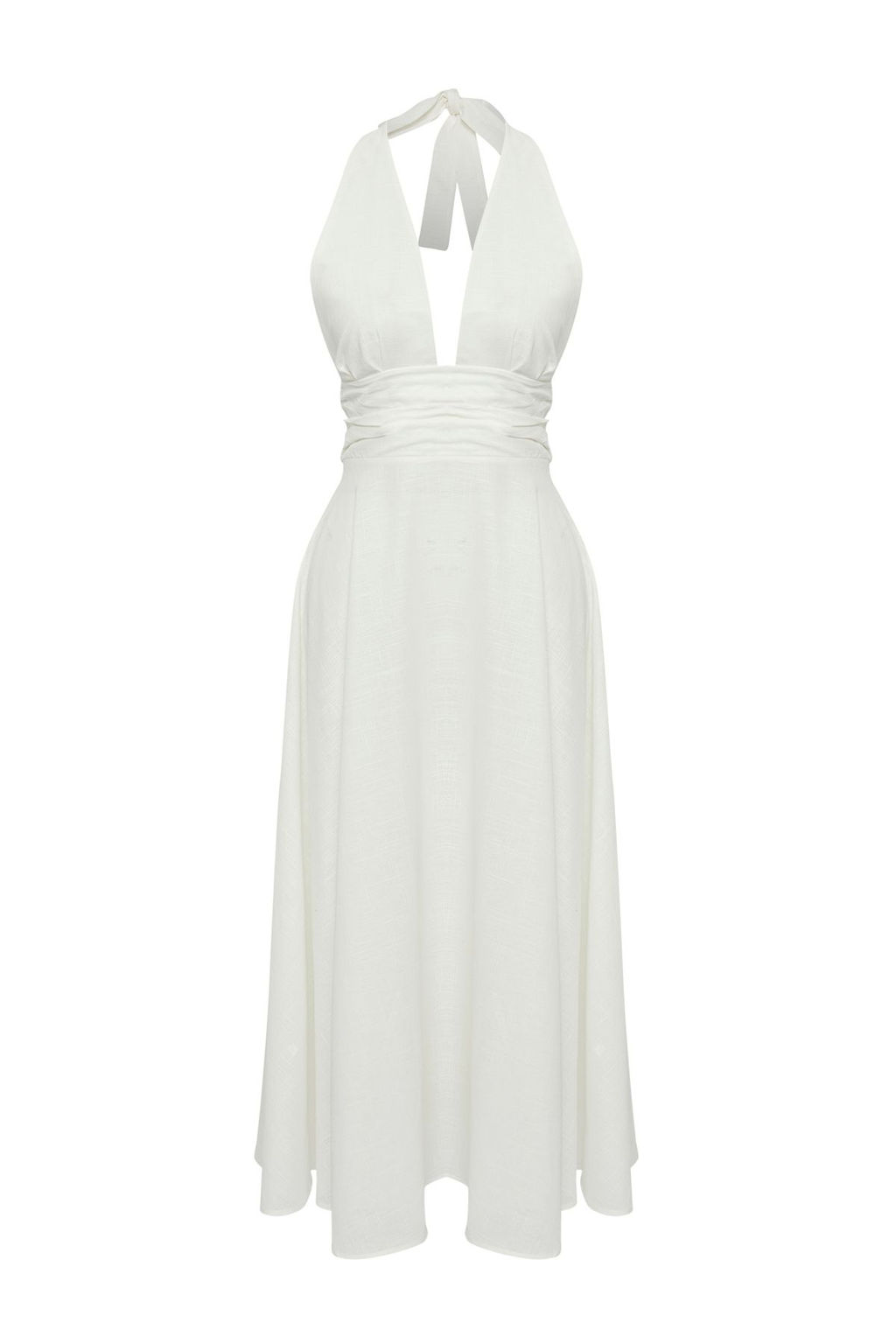 Trendyolmilla Beyaz Dokuma Midi Boyundan Baglamal? 100% Pamuk Plaj Elbisesi TBESS25EL00129  фото 11