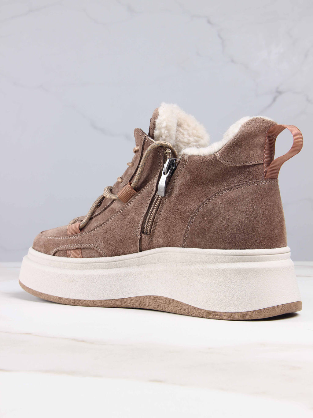 Ботинки 229.windybe. Серо-коричневая замша/Шерсть