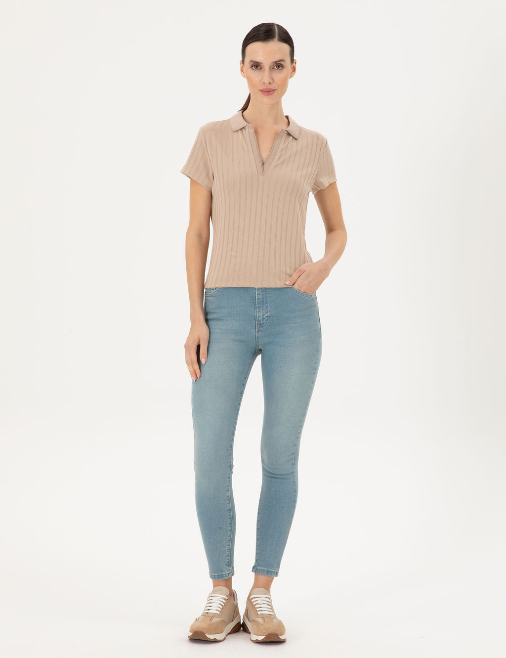 Bej Slim Fit Ti__rt
