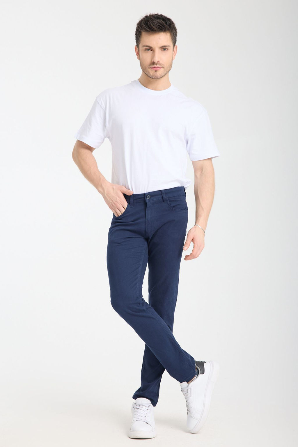 TRENDYOL MAN Lacivert Slim/Dar Paca Basic 5 Cep Esnek Gabardin Pamuklu Pantolon TMNSS25PL00020 - Trendyolmilla фото 7