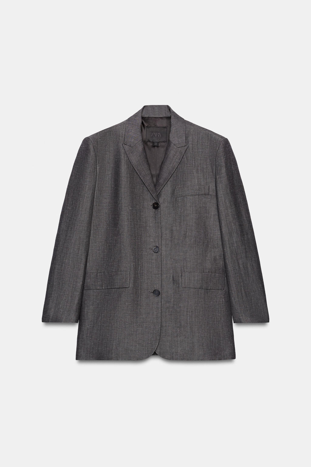 BLAZER RECTA CON LINO ZW COLLECTION / Gris - Zara фото 3