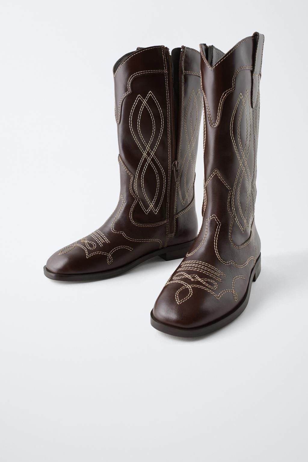 LEATHER COWBOY BOOTS - Zara фото 4