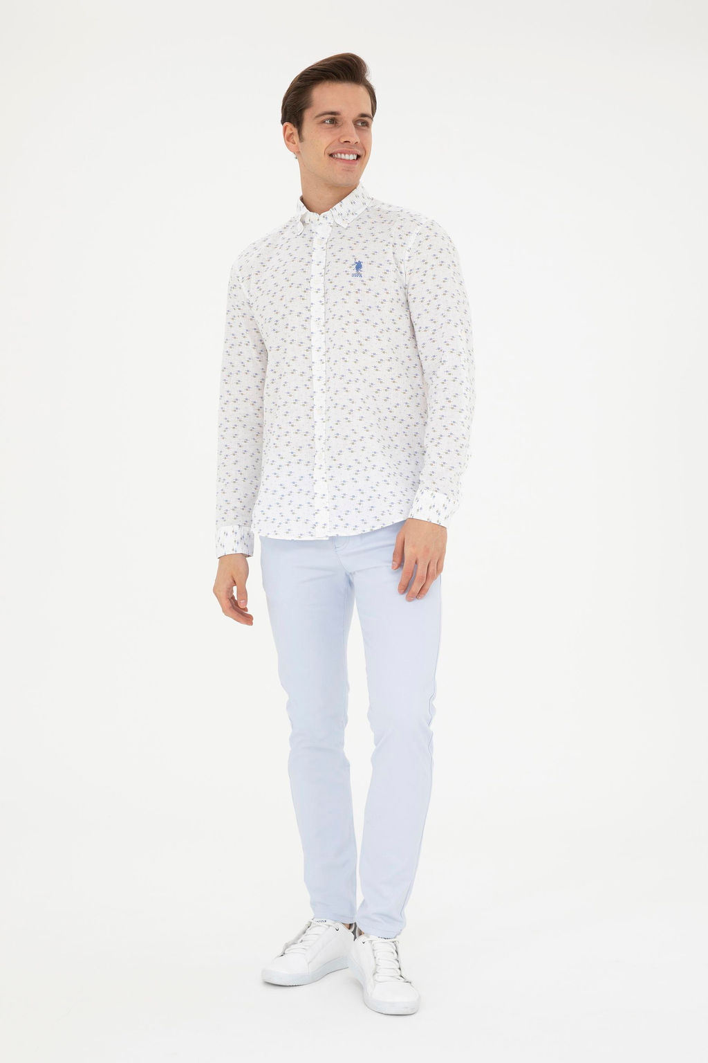 Мужская голубая рубашка с длинным рукавом - U.s. polo assn фото 4