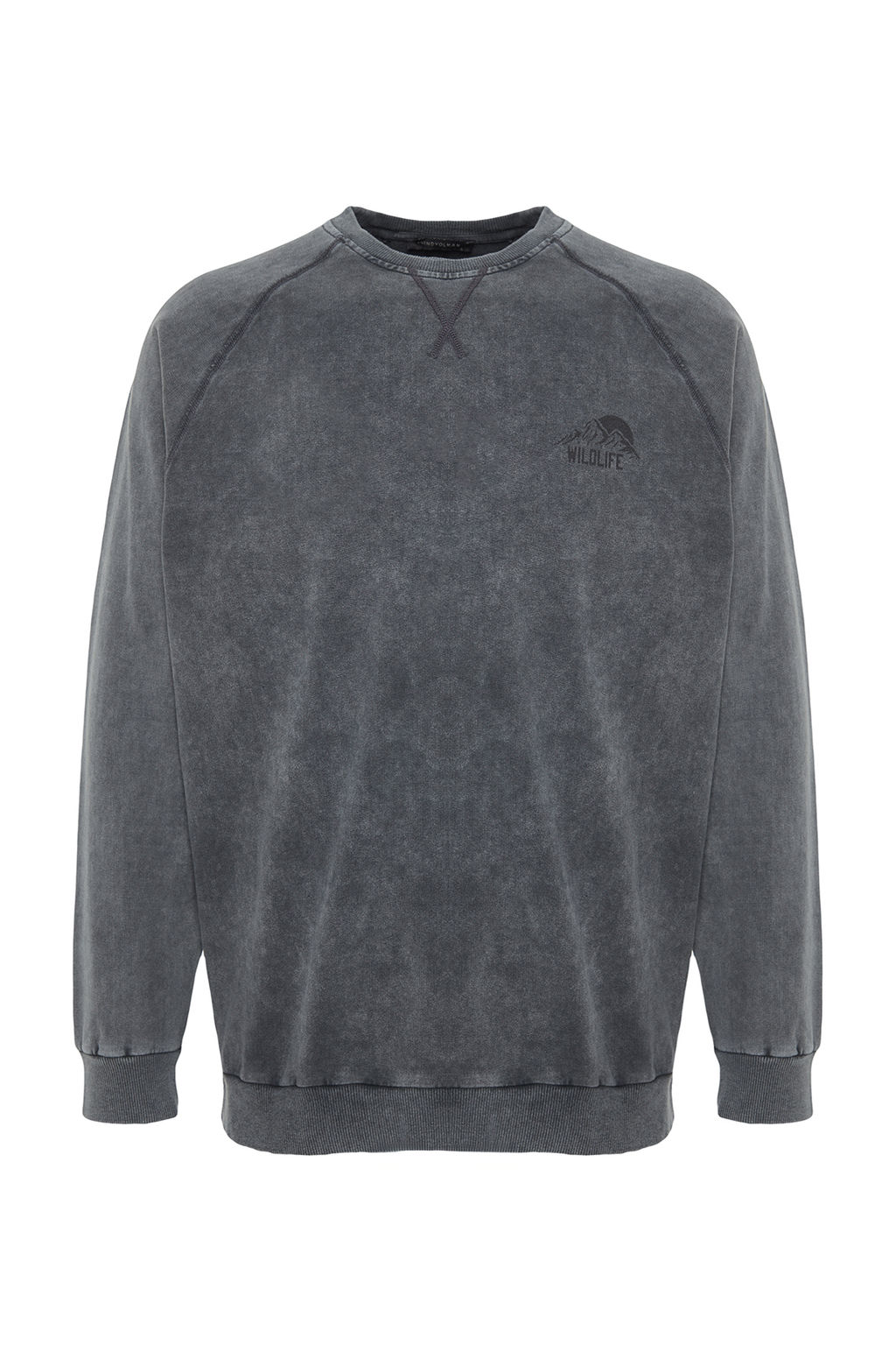 TRENDYOL MAN Antrasit %100 Pamuk Oversize/Genis Kesim Eskitme/Soluk Efektli Sweatshirt TMNAW24SW00060 - Trendyolmilla фото 7