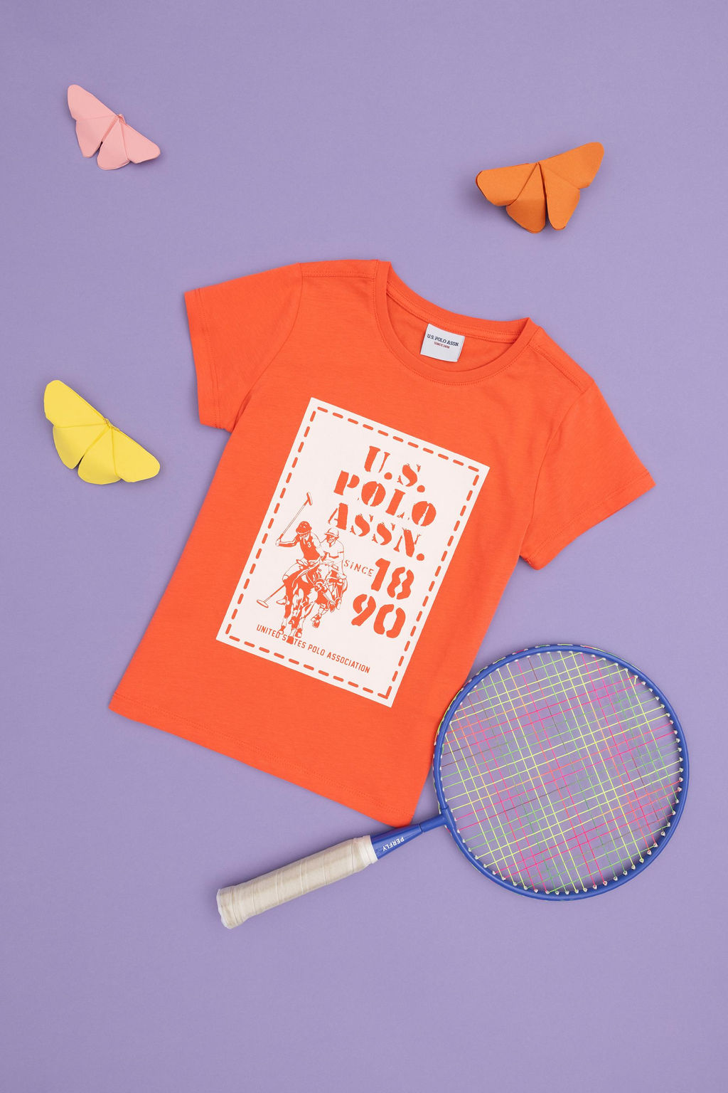 Футболка U.S. Polo Assn с цветком граната хлопок фото 5