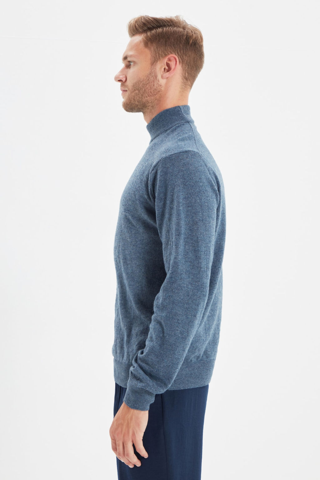 TRENDYOL MAN Bej Slim Fit Yunlu Yar?m Bal?kc? Yaka Basic Triko Kazak TMNAW21KZ1595 - Trendyolmilla фото 20