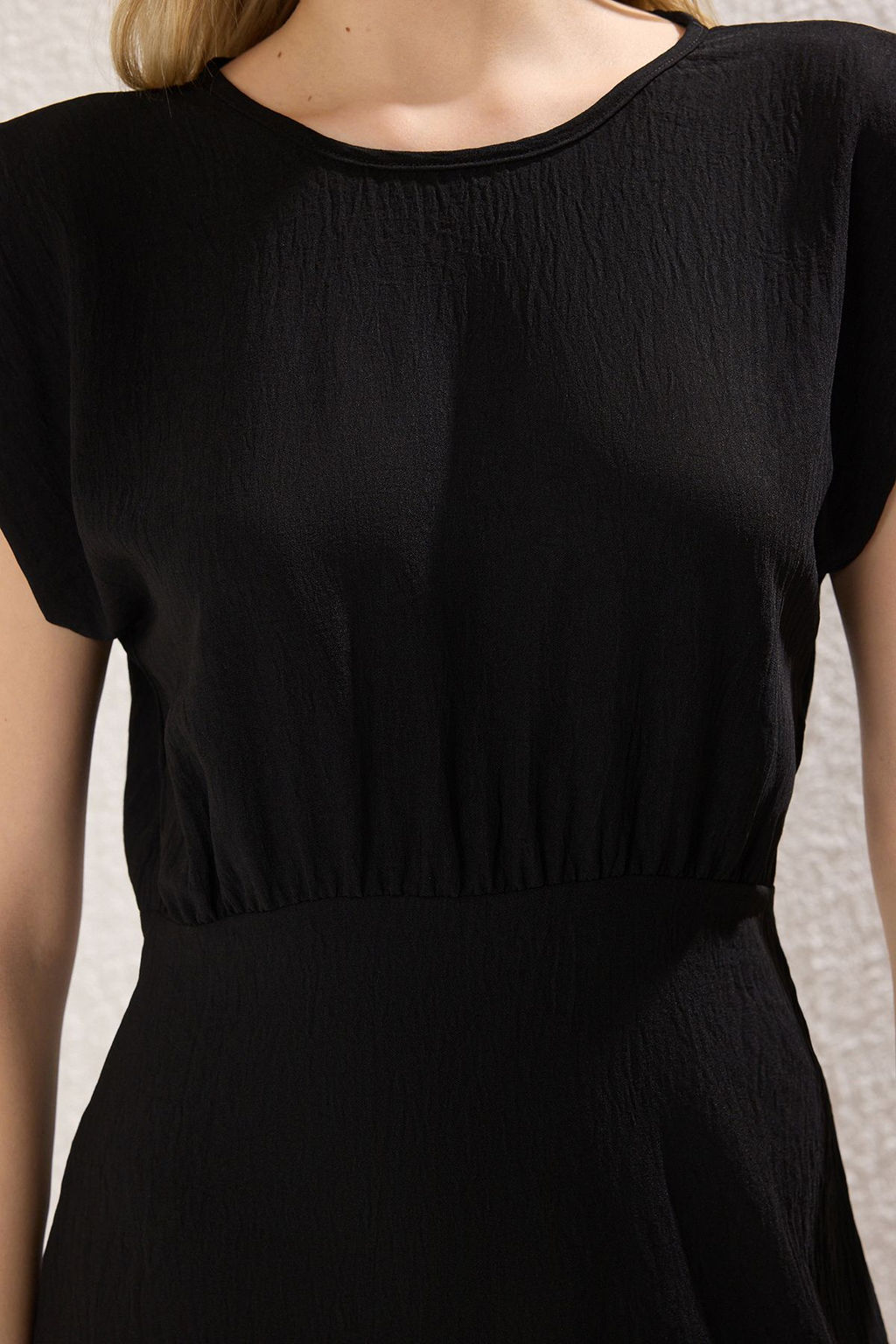 Siyah A Kesim Midi Dokuma Elbise TWOSS24EL00601 - Trendyolmilla фото 3