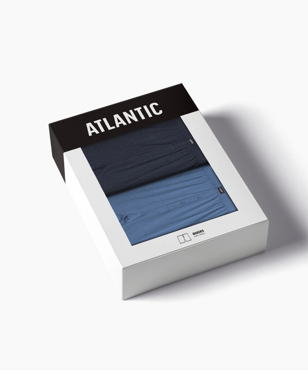 ATLANTIC 2MBX-073 Трусы боксеры Small Check - набор 2 шт. темно-синий + голубой  фото 6