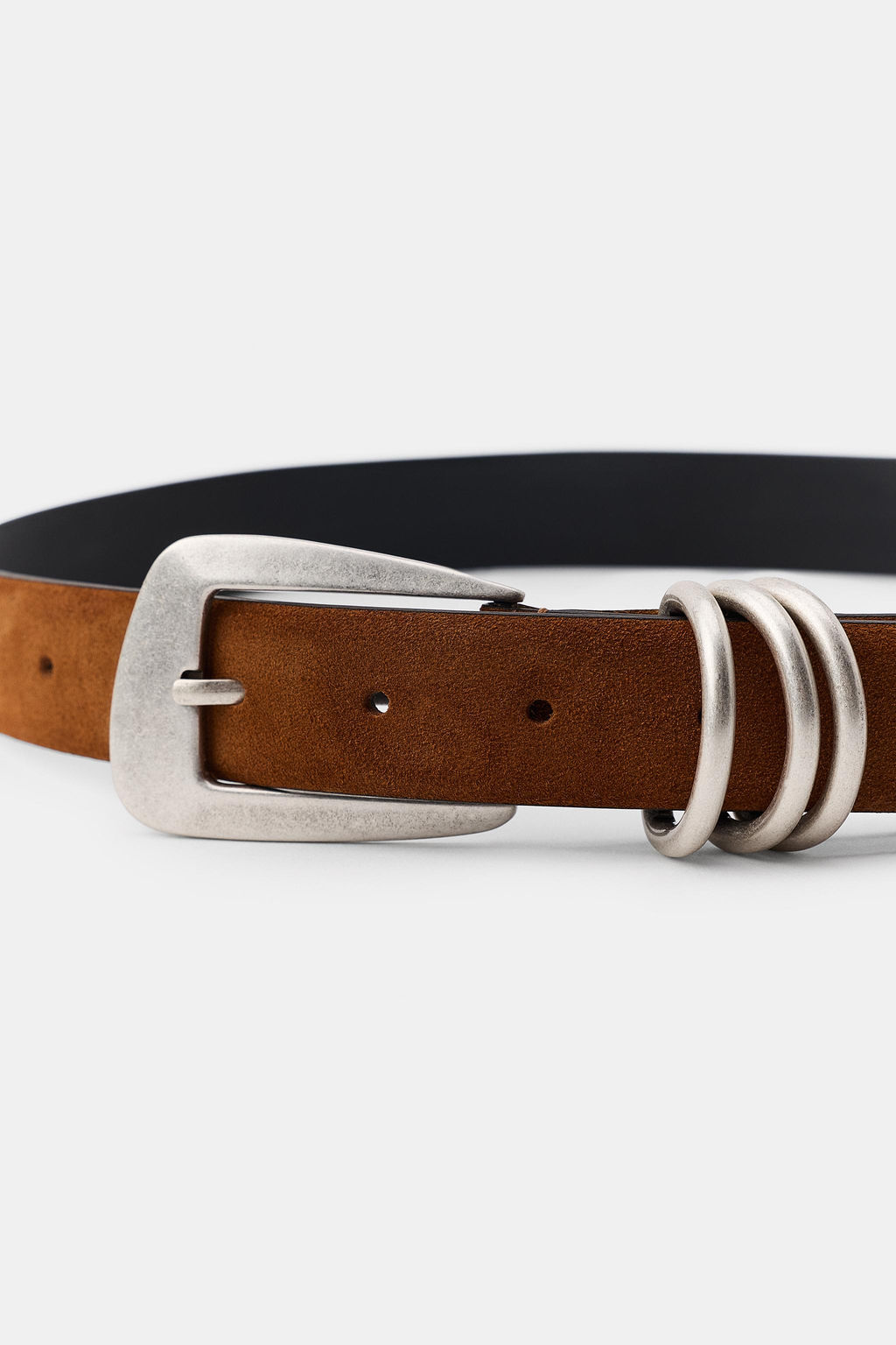 CINTUR?N PIEL ANTE 100% TRIPLE PASADOR / Tostado - Zara фото 2