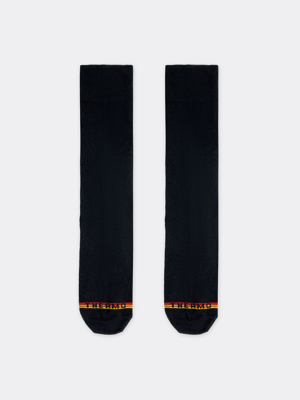 Цена за 5 пар!  Высокие мужские носки "термо" черного цвета с желтой и красной полоской