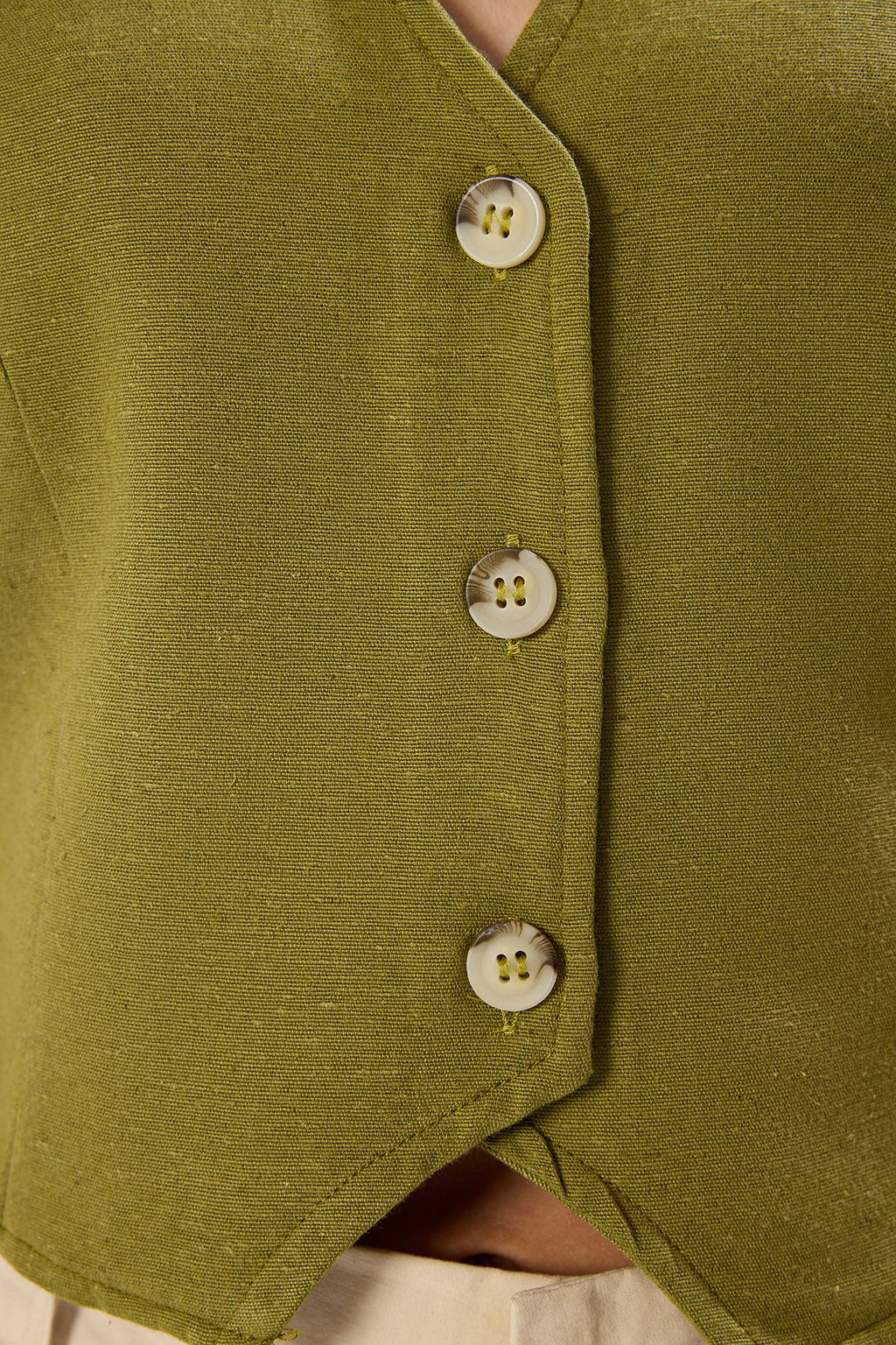 TRENDYOLMILLA Bej Regular Pamuk Crop Keten Dokuma Yelek TWOSS24YE00024  фото 9