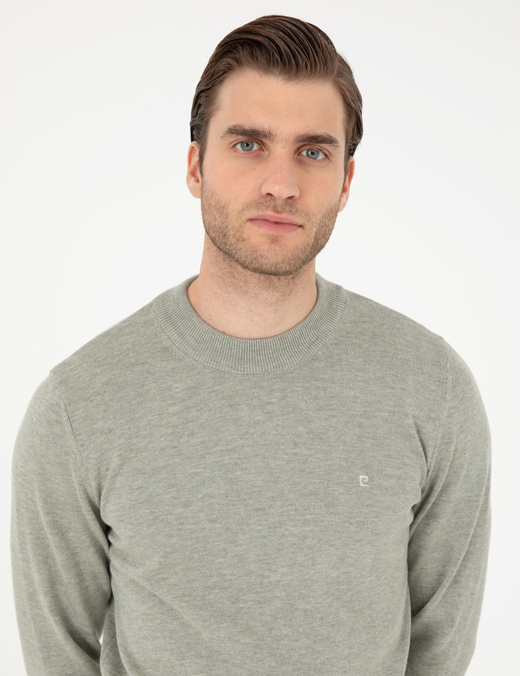 A__k Gri Melanj Slim Fit Yar_m Bal_k__ Yaka Basic Triko Kazak - Pierre cardin фото 2