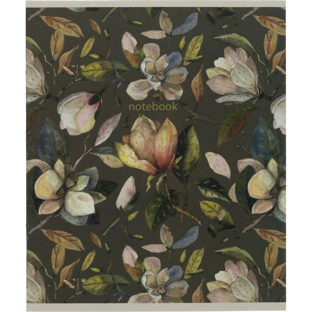 Бизнес-тетрадь Принты А5 48л, клетка, обл. мел. картон, скрепка,Цветы