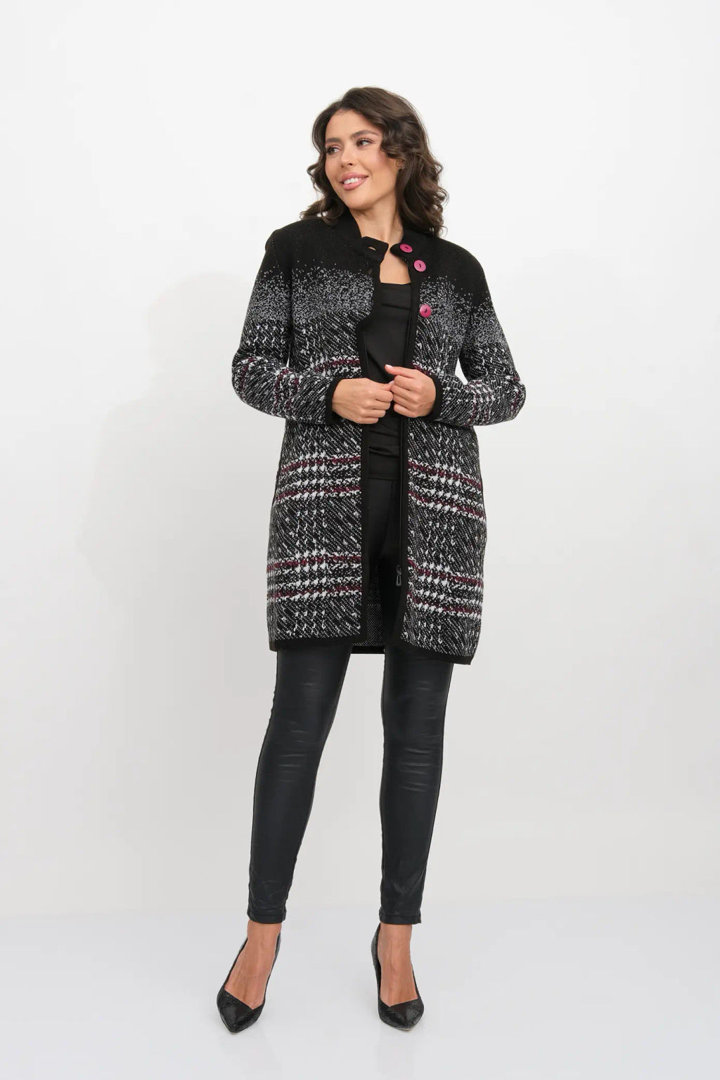 ЗЛАТА Кардиган В 1742 ст/черно-ягодный