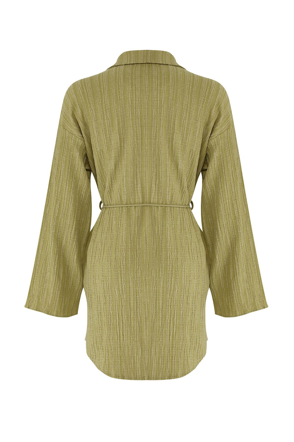 TRENDYOLMILLA Ekru Mini Dokuma Puskullu Flaml? Pamuk Plaj Elbisesi TBESS25EL00011  фото 10