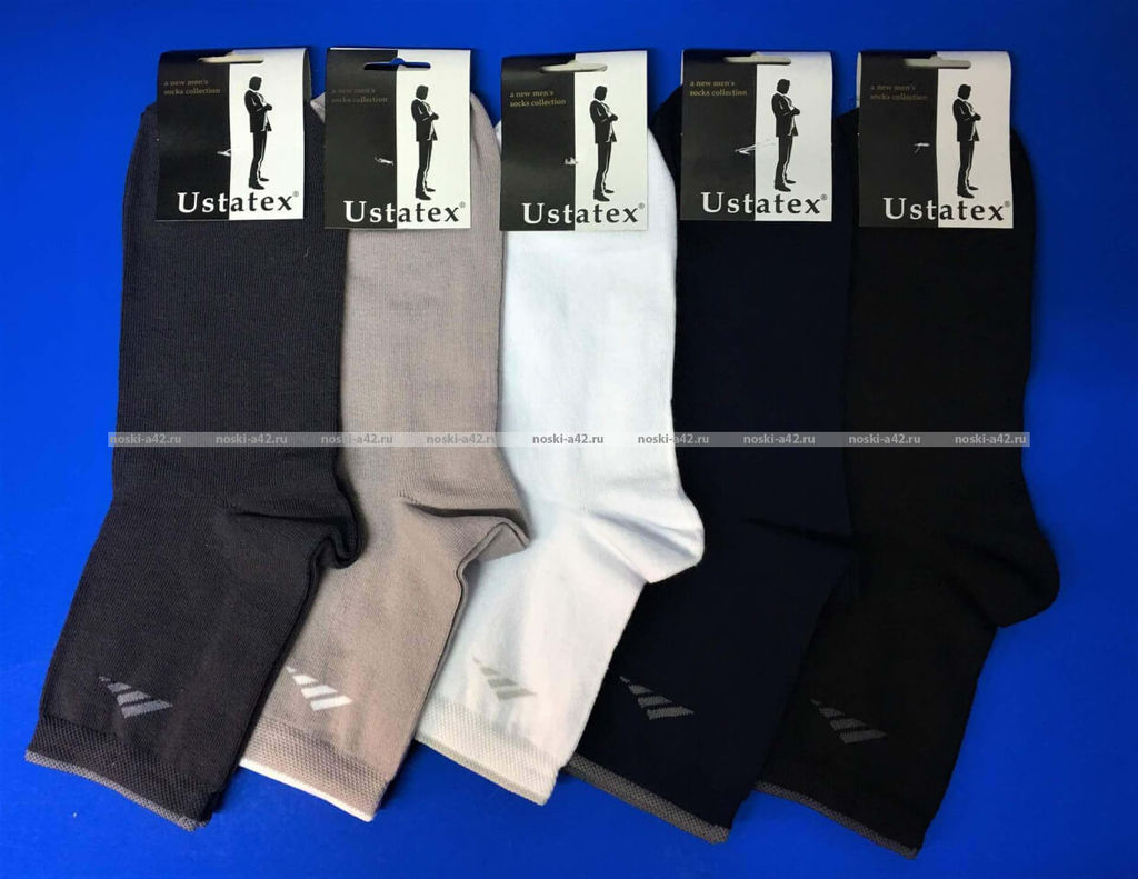 Цена за 5 пар. 5 ПАР - ЮстаТекс носки мужские укороченные спортивные 1с20 с лайкрой СЕРЫЕ