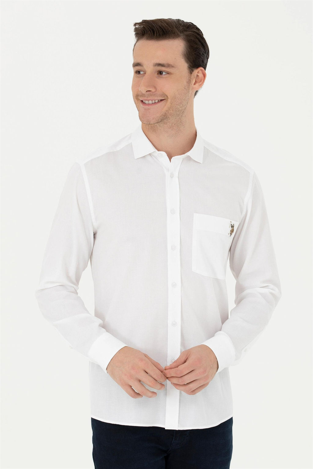 Мужская белая рубашка с длинным рукавом - U.s. polo assn фото 8