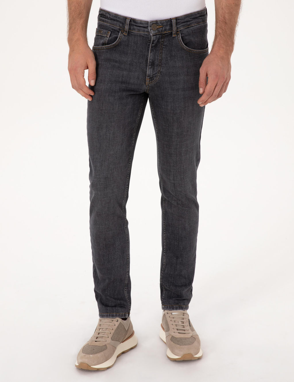 Antrasit Slim Fit Pamuk Kar___ml_ Jean Pantolon
