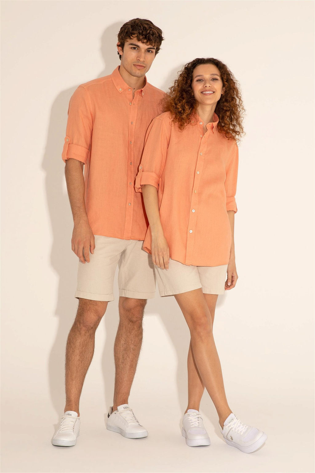 Мужская рубашка лососевого цвета с длинным рукавом - U.s. polo assn фото 9